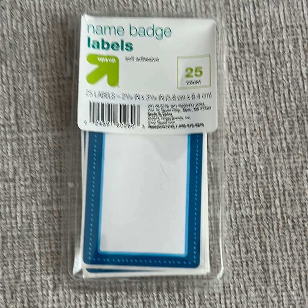 Blue and White Name Badge Labels